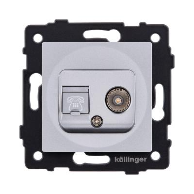 Розетка двойная TV (мама) + телефонная розетка RJ11, серый Kollinger REA-013GY для Aspekt, Eleganz, Reflex