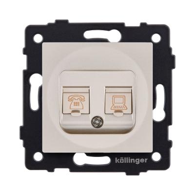 Розетка двойная RJ11 + RJ45 Cat.6, золотой Kollinger REA-011GD для Aspekt, Eleganz, Reflex