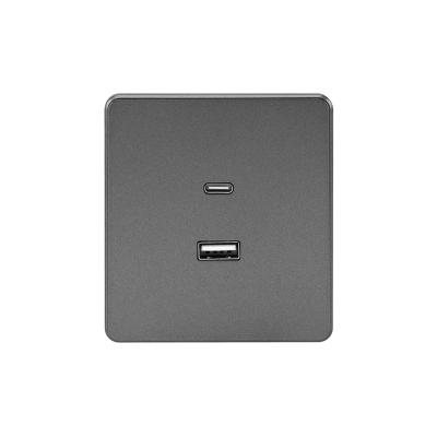 Розетка ROUND USB-A+Type-C 3А с функцией быстрой зарядки титан KRANZ KR-78-0734-2 Розетка ROUND USB-A+Type-C 3А с функцией быстрой зарядки титан KRANZ KR-78-0734-2