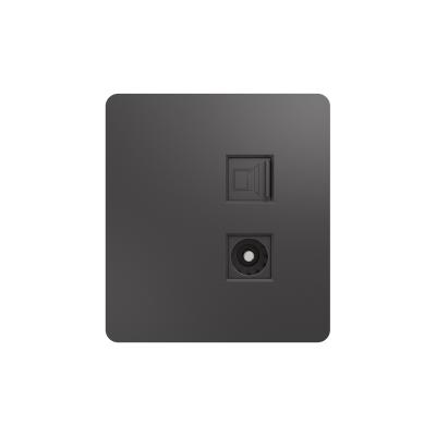 Розетка ROUND компьютерная RJ45 кат6 + TV с/у титан KRANZ KR-78-0722-2