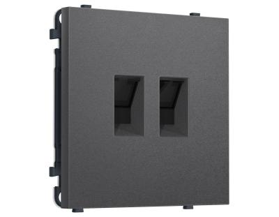 Комплект механизма компьютерной двойной розетки SIGMA Антрацит серый RJ-45 Ambrella Volt MS662110 (SP6621, PR189)
