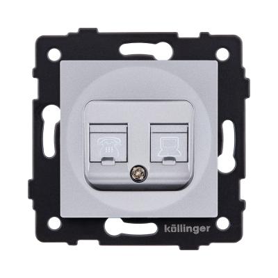 Розетка двойная RJ11 + RJ45 Cat.6, серый Kollinger REA-011GY для Aspekt, Eleganz, Reflex