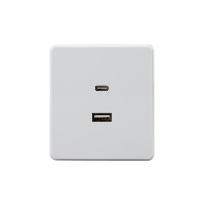 Розетка ROUND USB-A+Type-C 3А с функцией быстрой зарядки перламутр KRANZ KR-78-0734-1