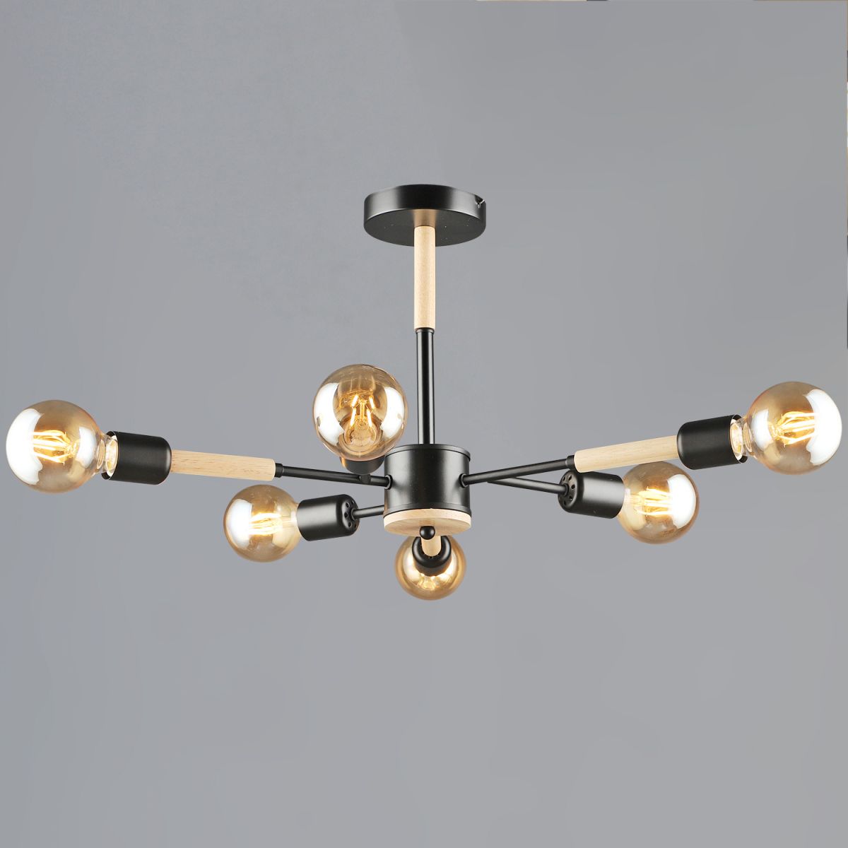 Люстра на штанге Reluce 99960-0.3-06 BK+WOOD