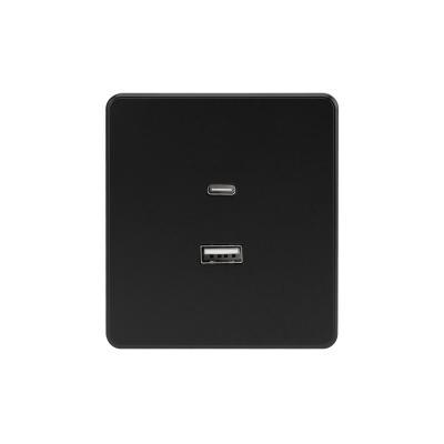 Розетка ROUND USB-A+Type-C 3А с функцией быстрой зарядки оникс KRANZ KR-78-0734-3