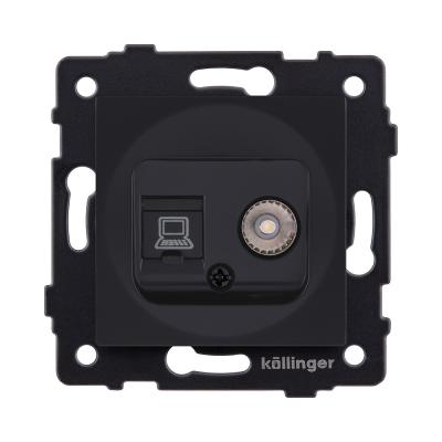Розетка двойная TV (мама) + RJ45 Cat.6, черный матовый Kollinger REA-021BM для Aspekt, Eleganz, Reflex