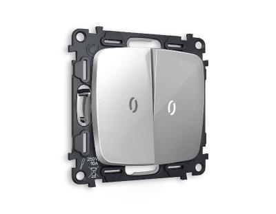 Комплект механизма 2-кл выключателя с подсветкой Ambrella Volt Omega MO404015