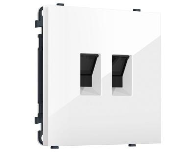 Комплект механизма компьютерной двойной розетки SIGMA Белый глянец RJ-45 Ambrella Volt MS112110 (SP1121, PR189)