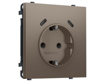 Комплект механизма электрической розетки SIGMA Темная бронза матовый 2USB С+C 20W Ambrella Volt MS640510 (SP6405, PR165)