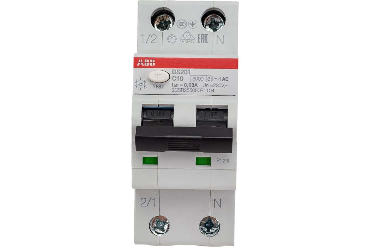 Дифференциальный автомат ABB DS201 C10A 30mA тип АС
