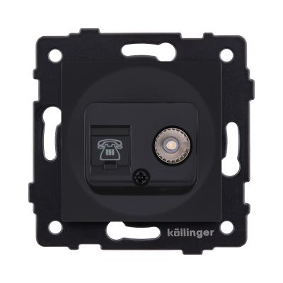 Розетка двойная TV (мама) + телефонная розетка RJ11, черный матовый Kollinger REA-013BM для Aspekt, Eleganz, Reflex