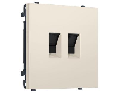 Комплект механизма компьютерной двойной розетки SIGMA Бежевый матовый RJ-45 Ambrella Volt MS332110 (SP3321, PR189)