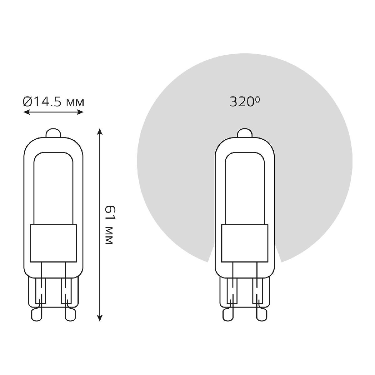 Лампа светодиодная Gauss G9 3.5W 3000K прозрачная 107809103
