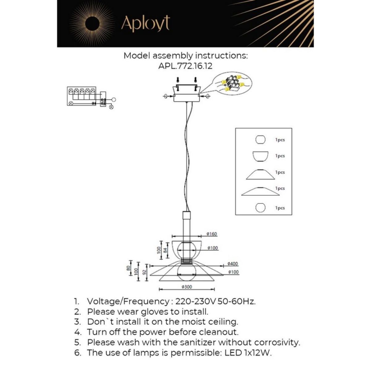 Подвесной светильник Aployt Daga APL.772.16.12