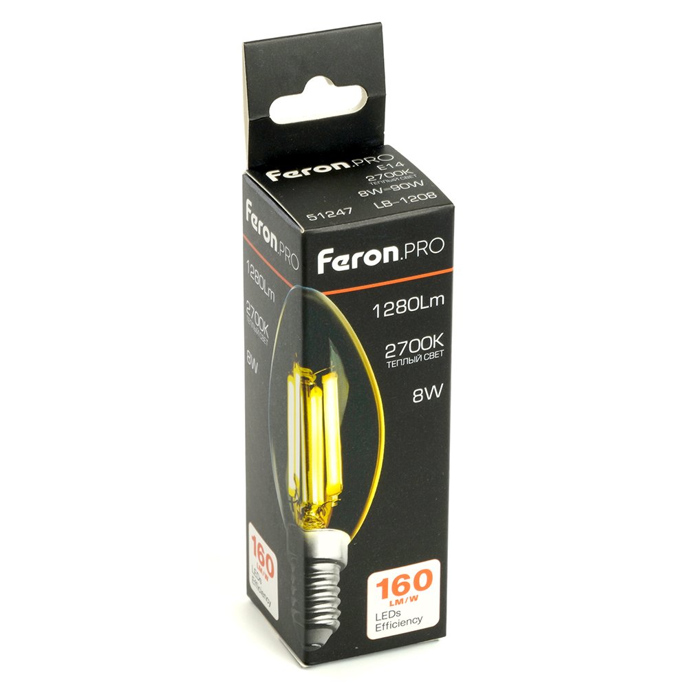 Светодиодная лампа Feron LB-1208 E14 8W 2700K 51247