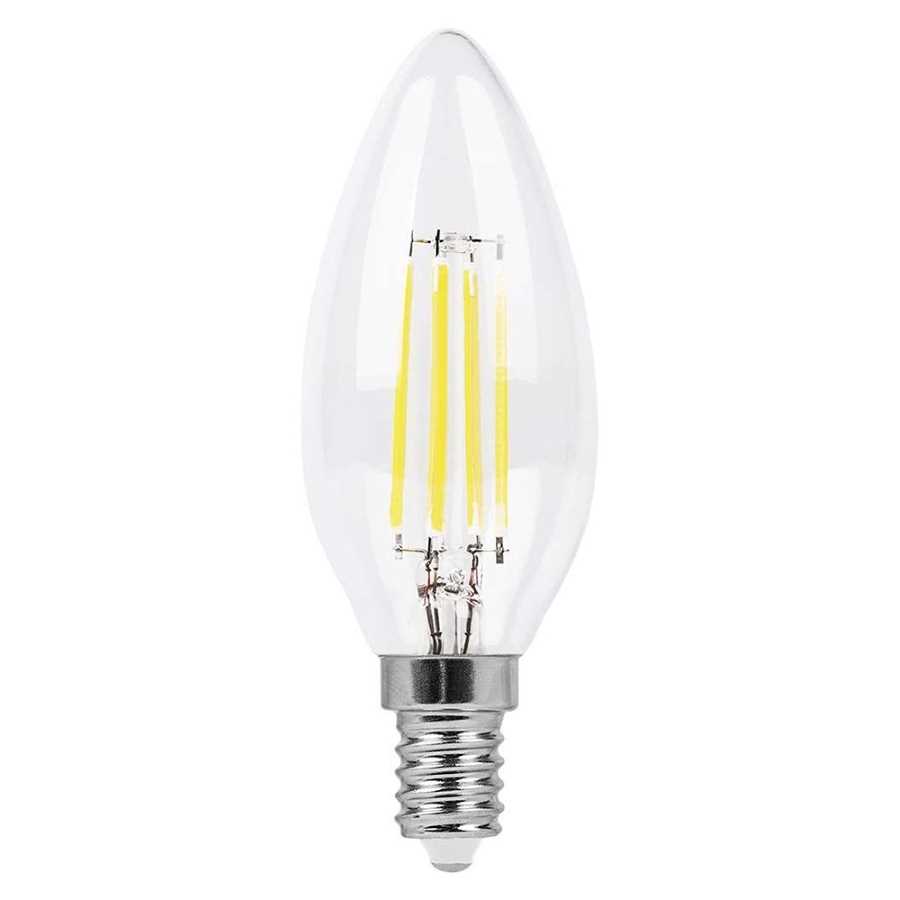 Лампа светодиодная диммируемая филаментная Feron E14 7W 2700K прозрачная LB-166 25870