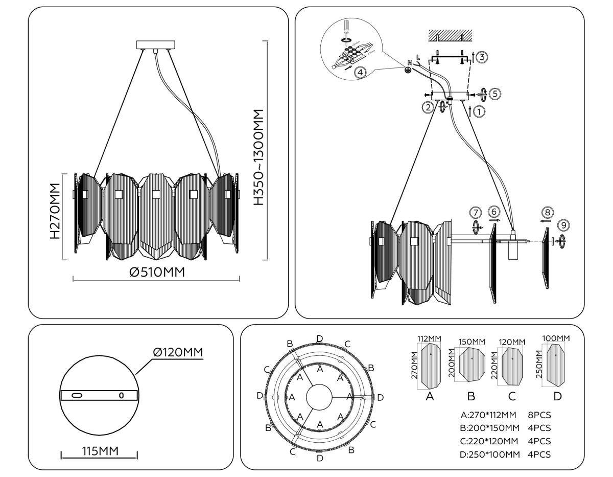 Подвесной светильник Ambrella Light High Light Crystal LH31201