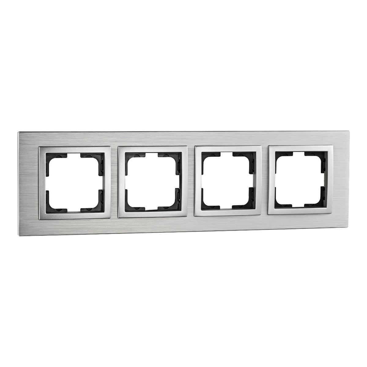 Рамка 4-постовая Mono Electric Style Aluminium серебро 107-800000-163