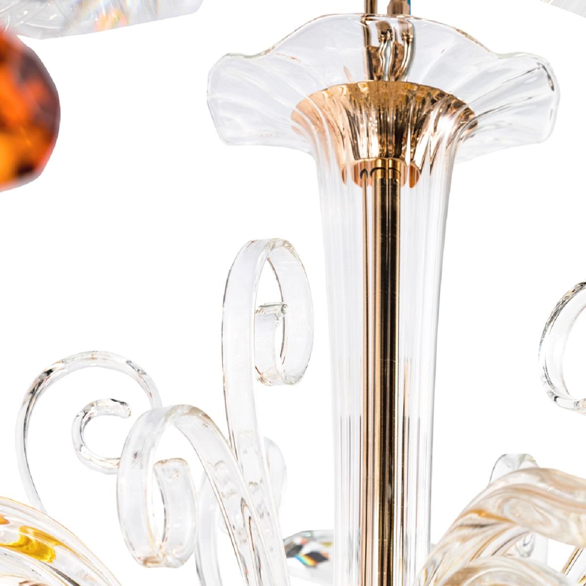 Подвесная люстра Crystal Lux Catarina SP12+6 V2 Gold/Transparent-Cognac