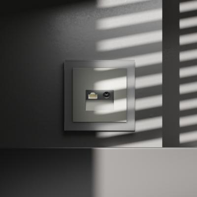 Розетка телевизионная встраиваемая Voltum S70 TV+RJ45 кат. 6, (сталь) VLS060705