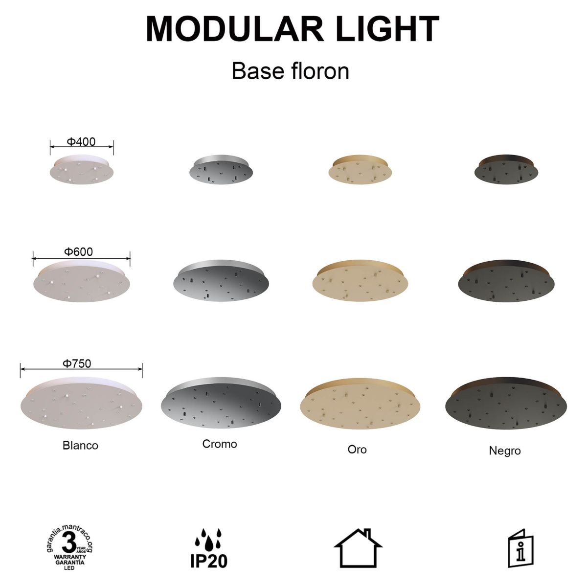 Основание потолочное 8L Mantra Modular Light Florones 9366
