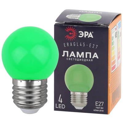 Лампа светодиодная ЭРА E27 1W 3000K зеленая ERAGL45-E27 Б0049574