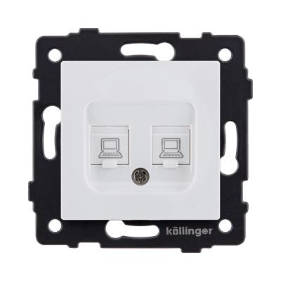 Розетка двойная Ethernet RJ45 Cat.6, белый матовый Kollinger REA-019WM для Aspekt, Eleganz, Reflex