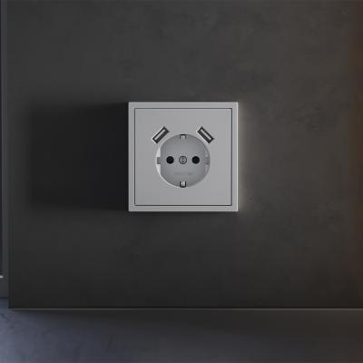 Накладка для розетки с заземлением и защитными шторками, с USB A+A Voltum S70 (серый) VLS000916