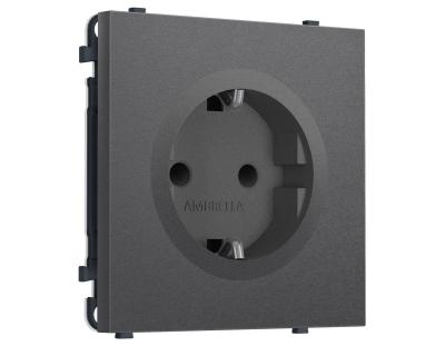 Комплект механизма электрической розетки SIGMA Антрацит серый 50Hz 2P+E с/з с/ш 16A-250V QUANT PRO Ambrella Volt MS657010 (SP6570, PR141)