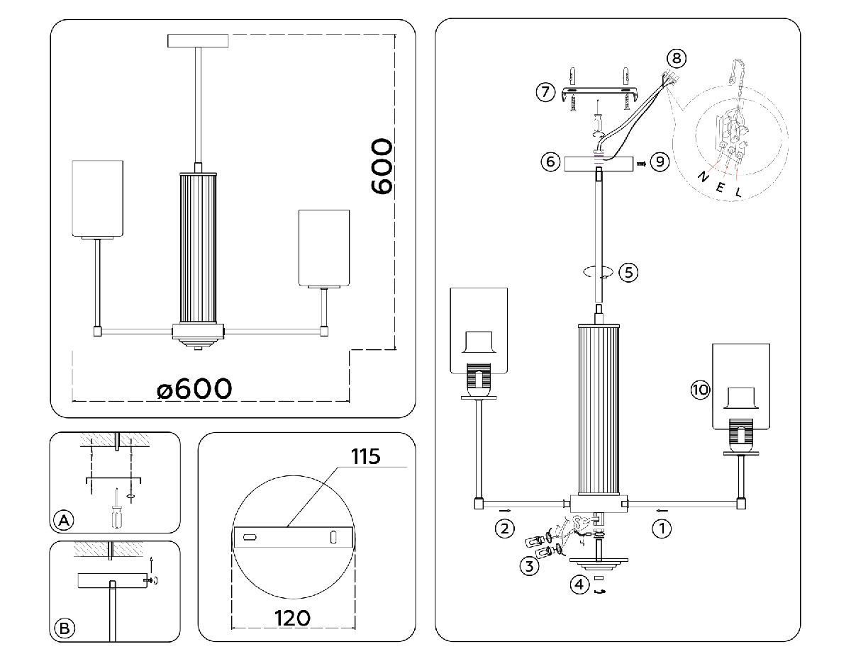 Люстра на штанге Ambrella Light High Light Modern LH56215