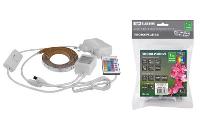 Светодиодная влагозащищенная лента TDM Electric 12В 5050 7,2Вт/м RGB 5м IP65 SQ0331-0237