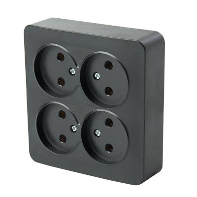 Розетка четырехместная 2P Stekker София черный матовый MST10-14S-05 49508 Розетка четырехместная 2P Stekker София черный матовый MST10-14S-05 49508