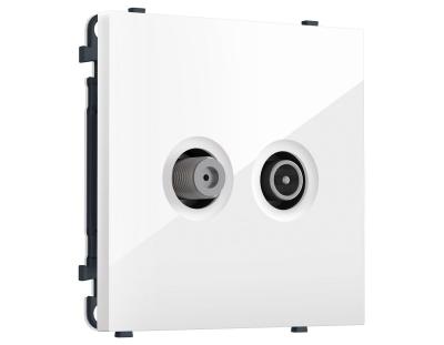 Комплект механизма розетки TV оконечной + SAT SIGMA Белый глянец 5-862MHz 3.5dB/950-2150MHz 3.8dB QUANT PRO Ambrella Volt MS113310 (SP1133, PR217)
