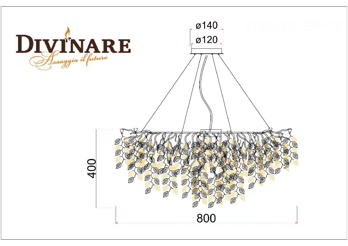 Подвесная люстра Divinare Salice 3136/01 SP-12