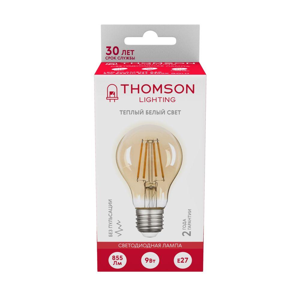 Лампа светодиодная филаментная Thomson E27 9W 2400K груша прозрачная TH-B2111