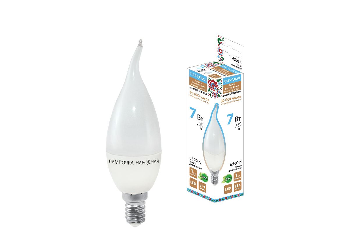 Лампа светодиодная TDM Electric Народная Е14 7W 6500K матовая SQ0340-1545