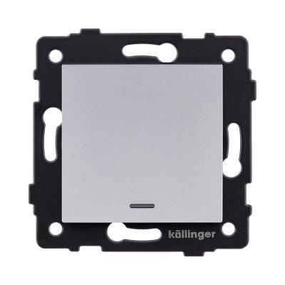 Выключатель кнопочный 1-клавишный 10А/250В с LED подсветкой, серый Kollinger REA-S-013GY для Aspekt, Eleganz, Reflex
