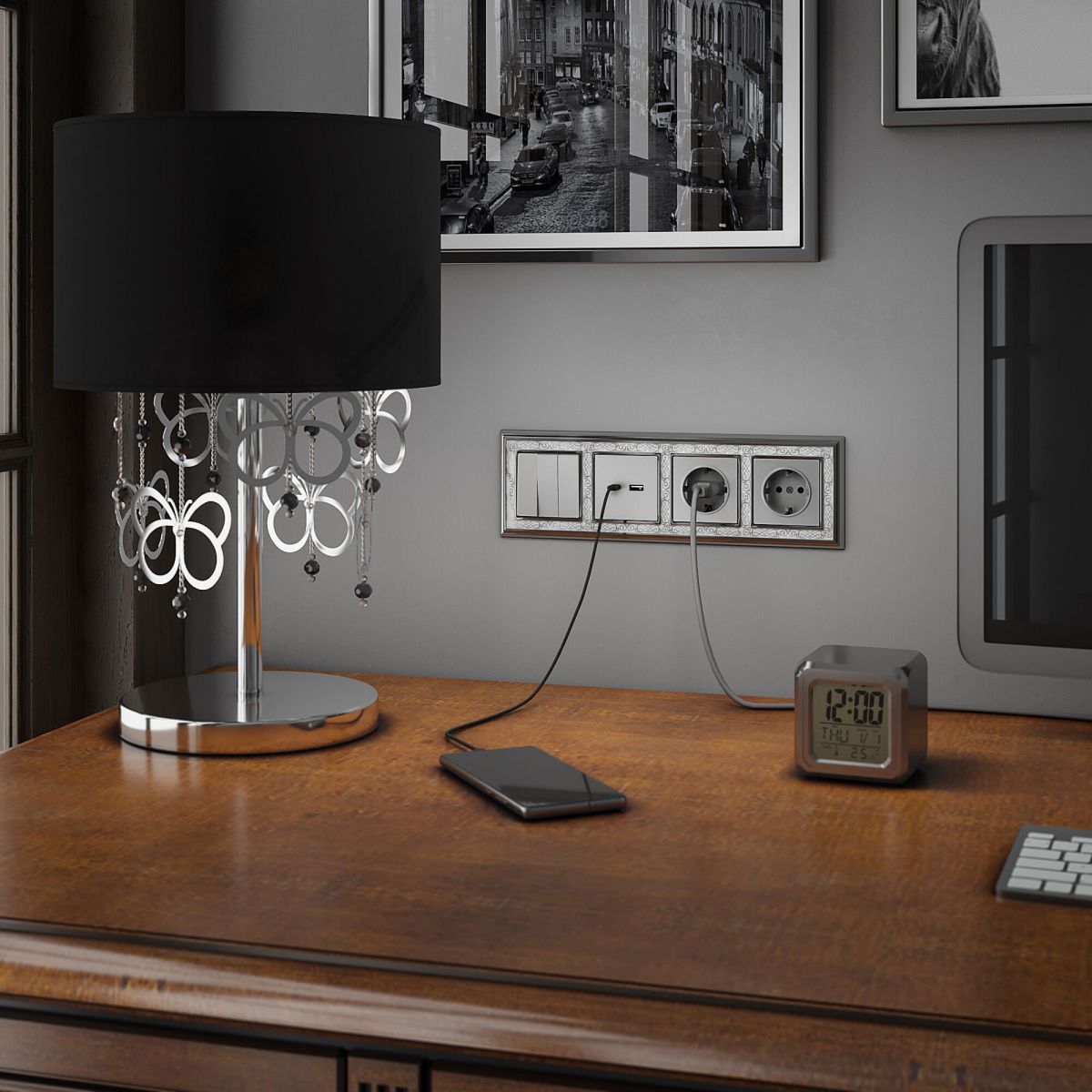 Выключатель трехклавишный Werkel (серебряный) W1130006 4690389164866