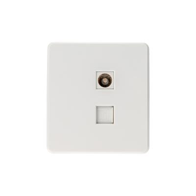 Розетка ROUND компьютерная RJ45 кат6 + TV с/у перламутр KRANZ KR-78-0722-1